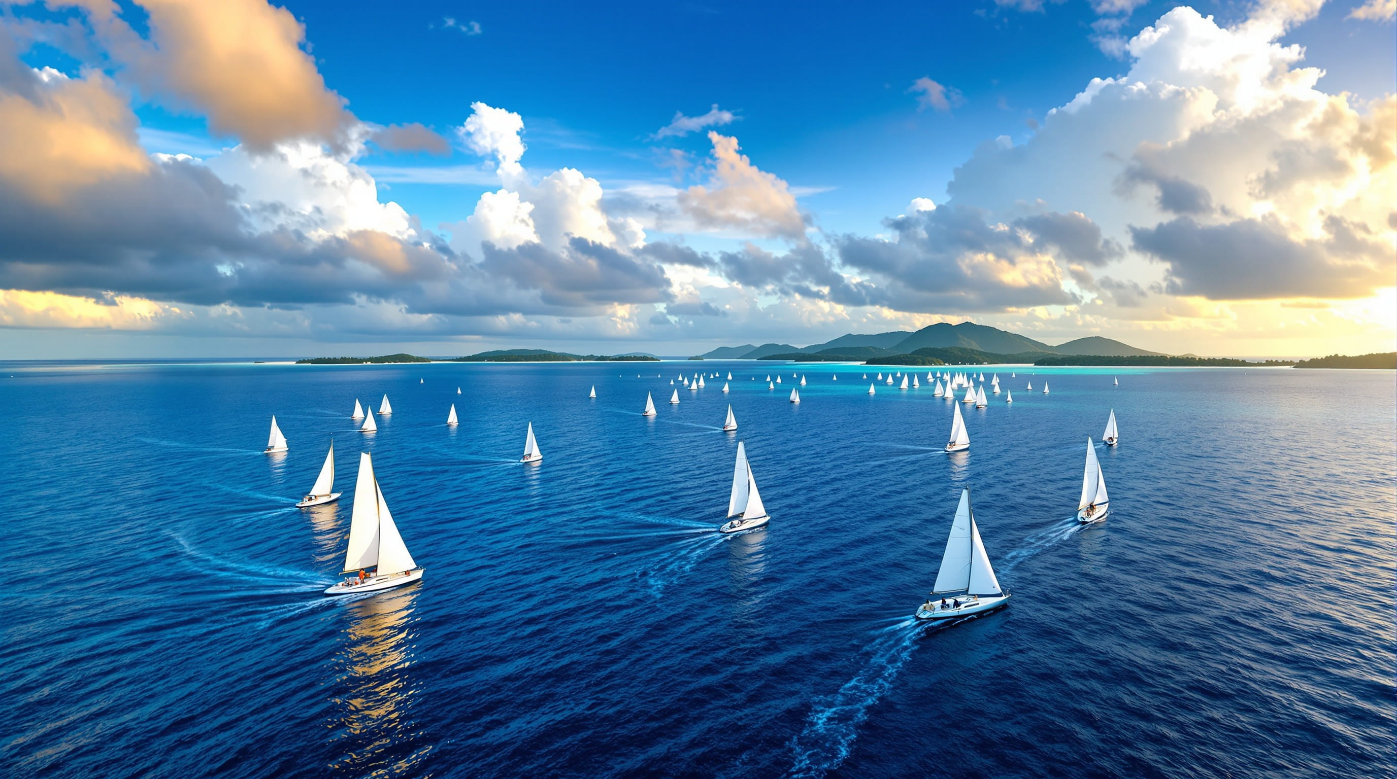 Yachts racing on Caribbean waters near St. Thomas