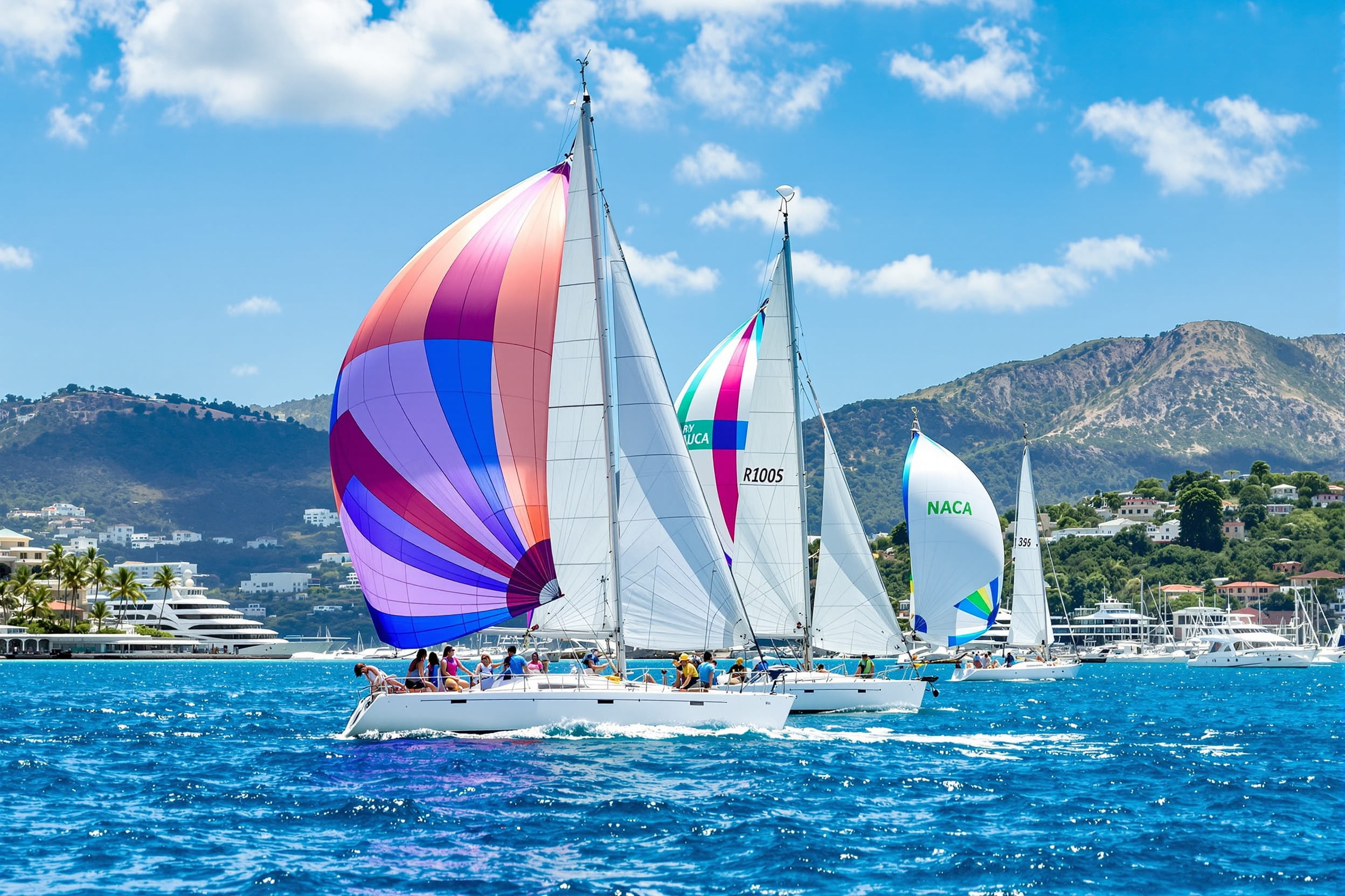 Sailboats racing near St. Thomas
